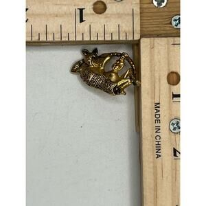 Gold Armadillo Figurine with Human Figure • Mini Collectible Animal Statue Gift